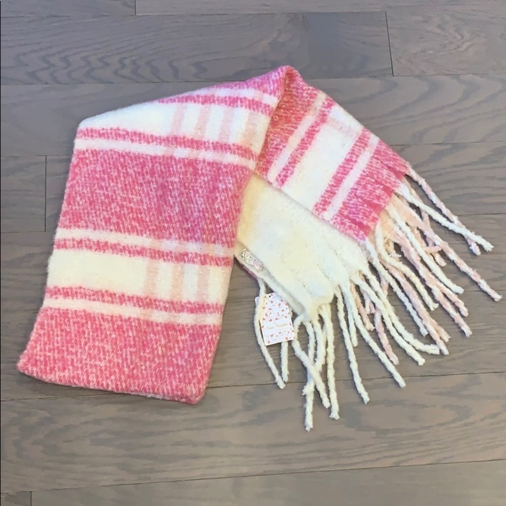 Nwt Free People Gemini Plaid Pink Blanket Scarf - Picture 4 of 5